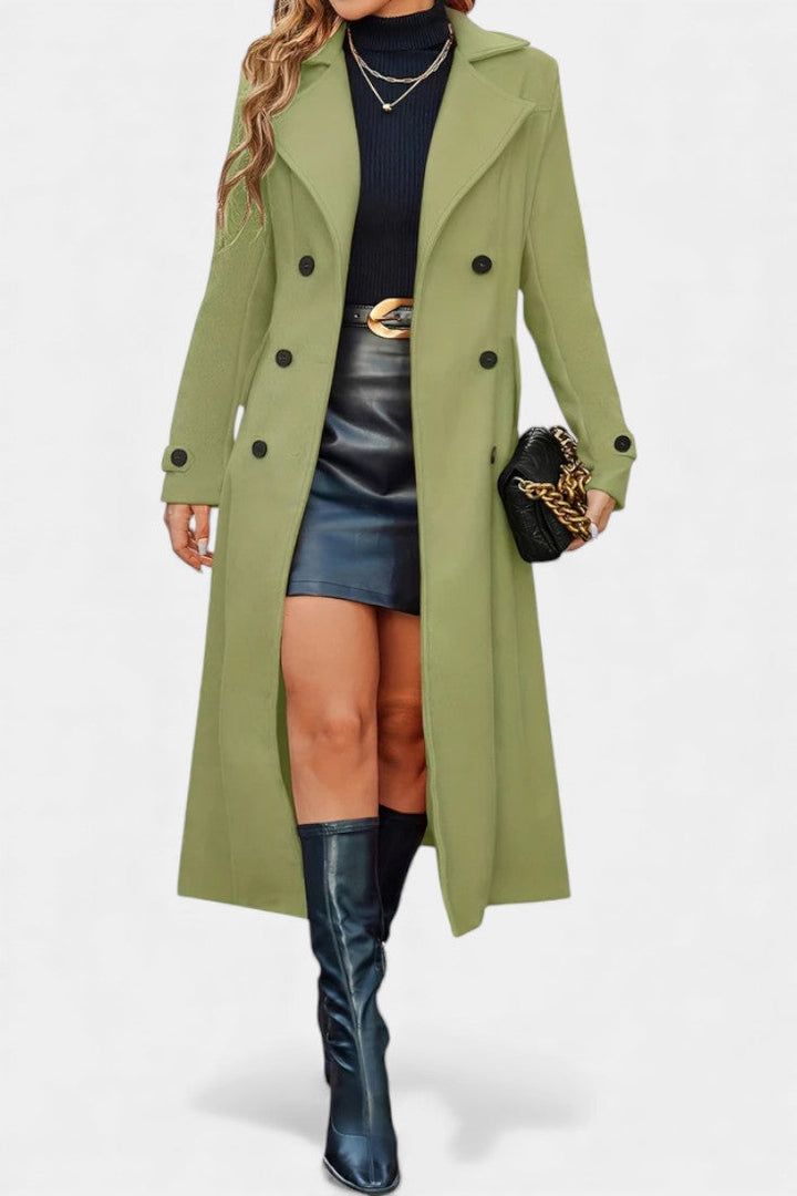 Naïssa Double-Breasted Coat with Long Notched Lapels