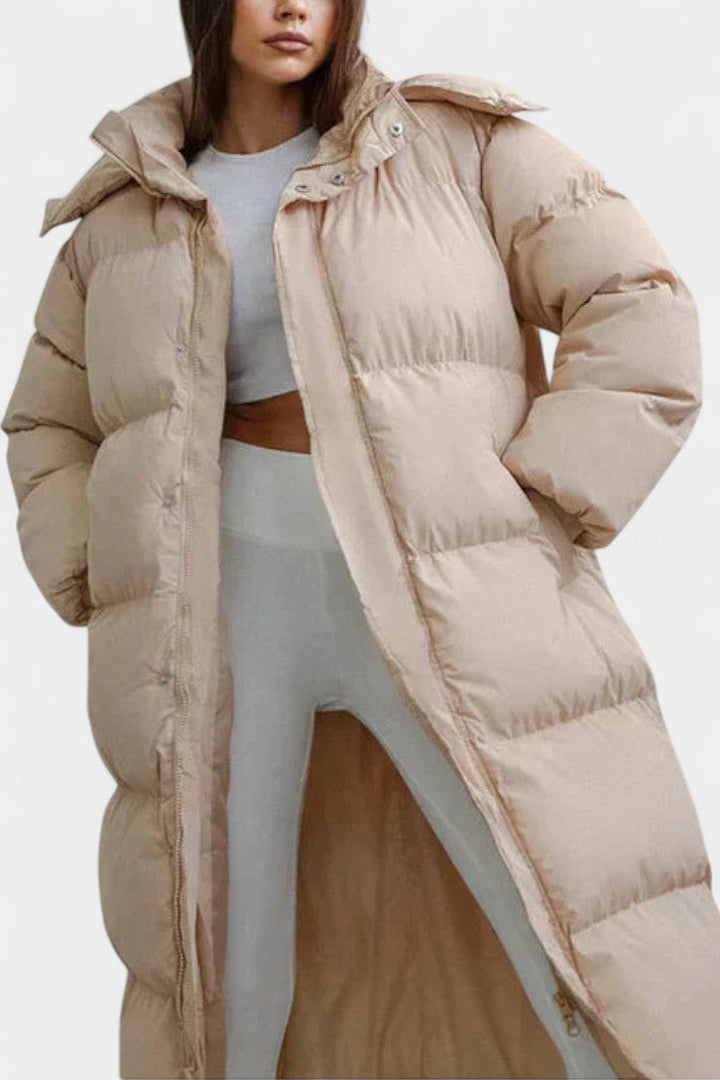 Razel Women's Adjustable Hooded Puffer Coat with Elegant Silhouette