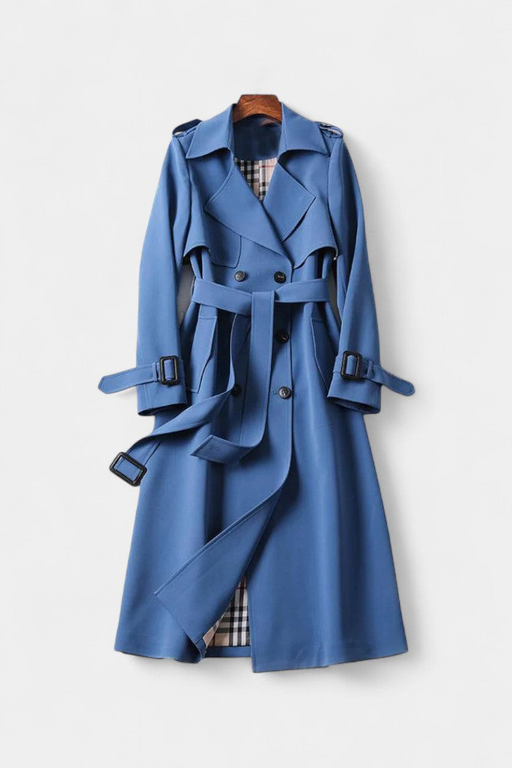 Double-Breasted Long Coat with Belt