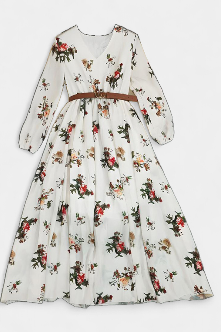 Amanda V-Neck Floral Print Maxi Dress