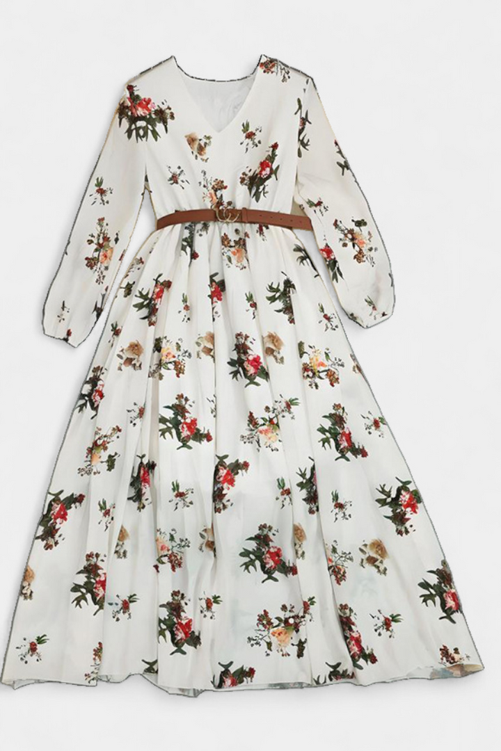 Amanda V-Neck Floral Print Maxi Dress