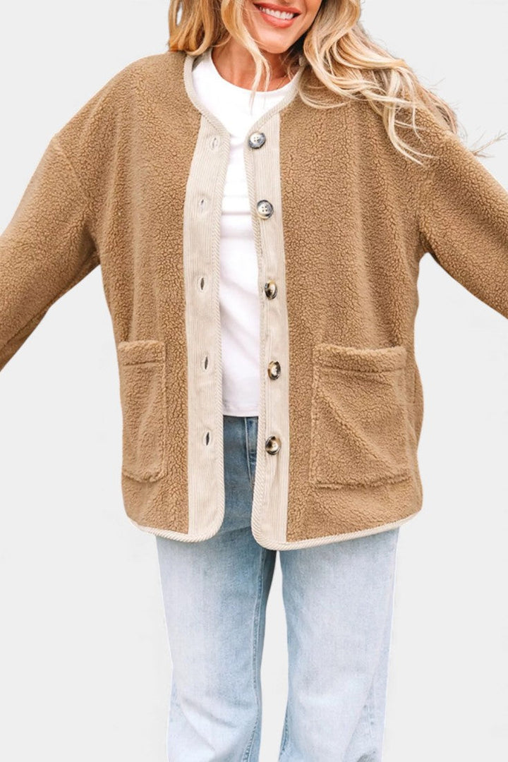 Faina Relaxed Fit Sherpa Button Jacket