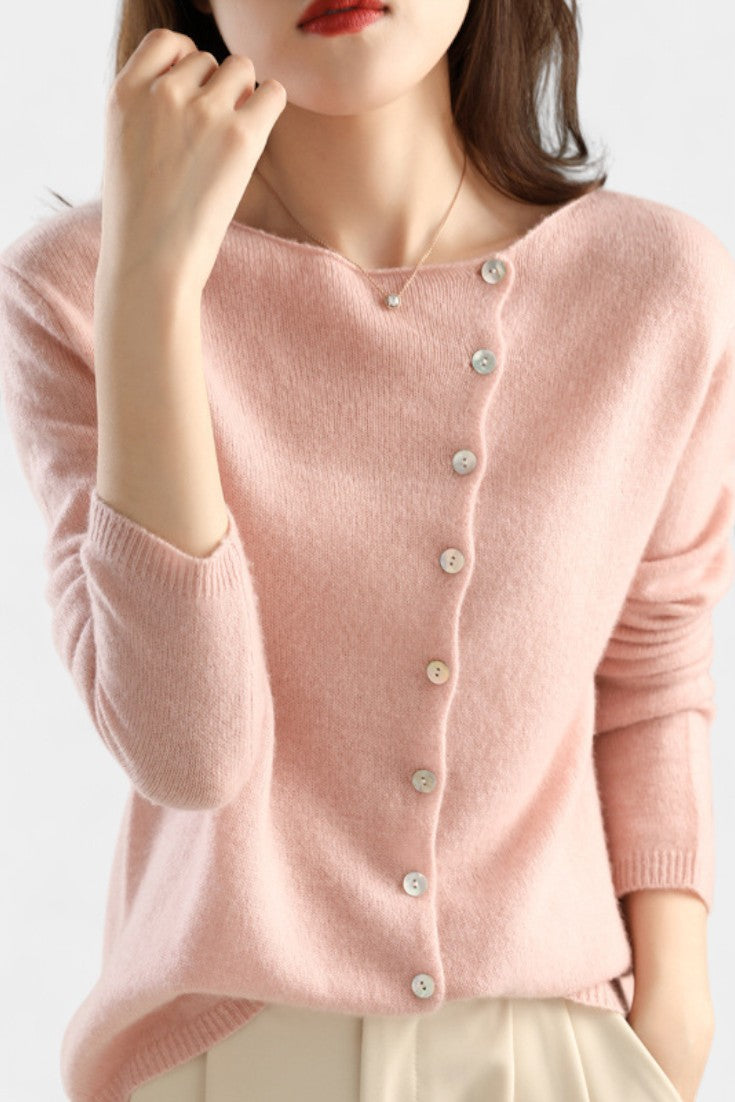 Marjorie Button-Up Soft Wool Cardigan