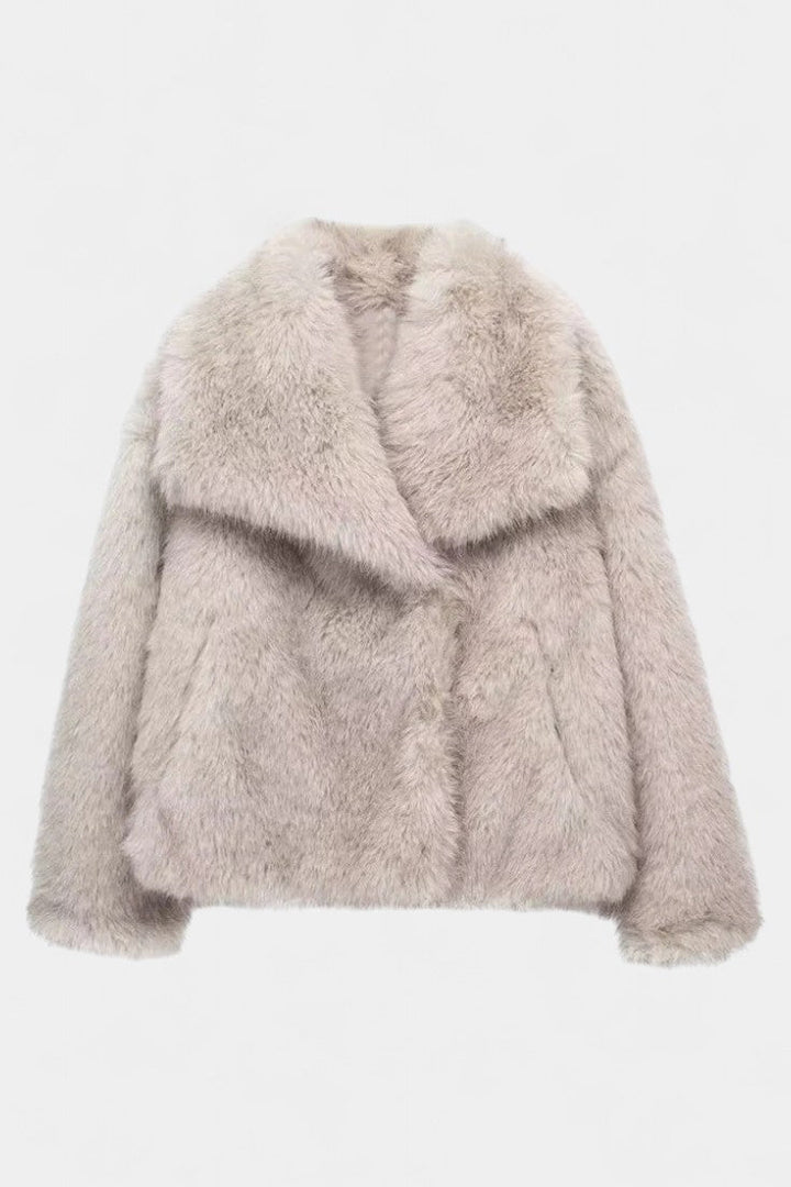 Aurorette Statement Collar Oversized Faux Fur Coat