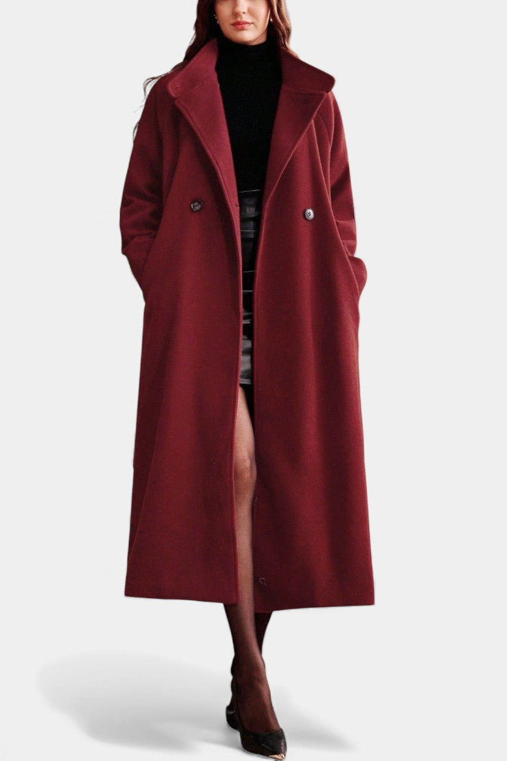 Zyana Adjustable Collar Long Belted Coat
