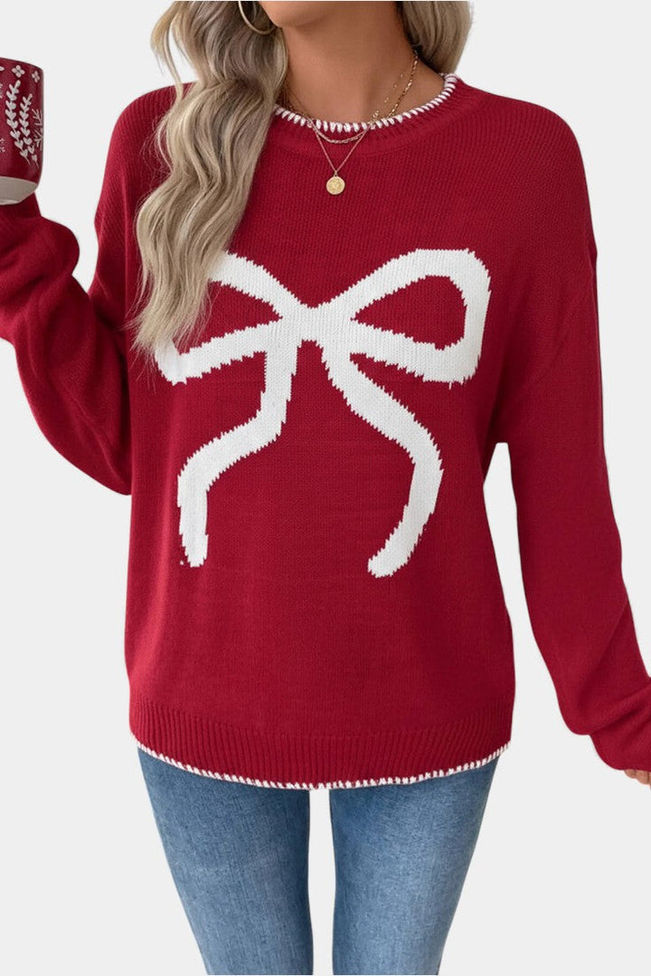 Cécile Festive Bow Pattern Sweater