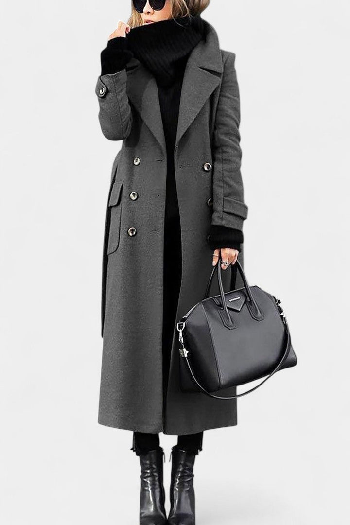 Franka Tailored Long Wool Coat with Elegant Double-Breasted Style