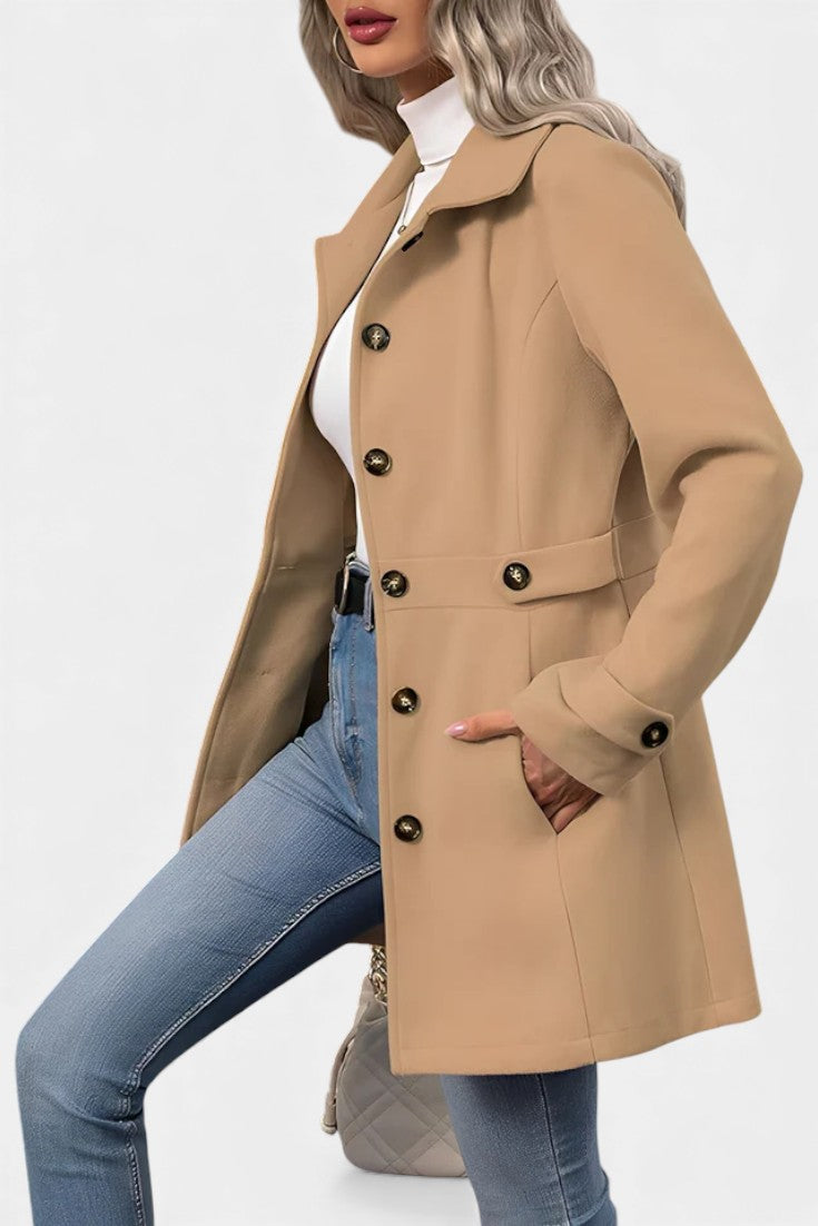 Maroussia Lapel Long Jacket with Button Closure