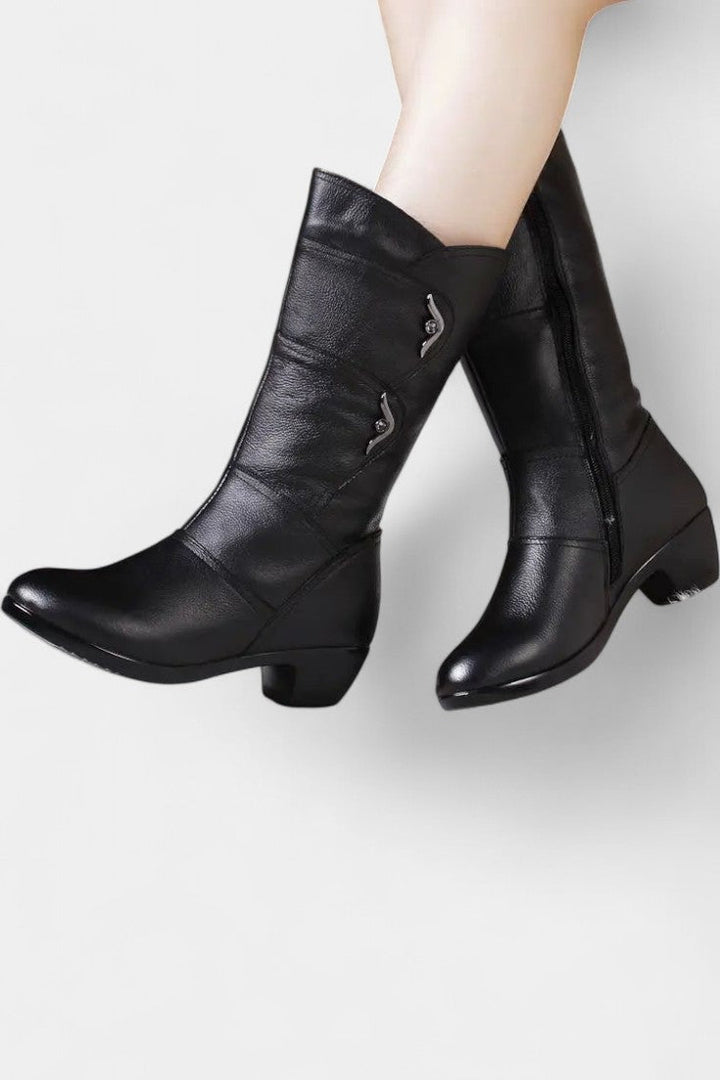 Hadley Ankle Boots Featuring Side Zipper and Cushioned Sole