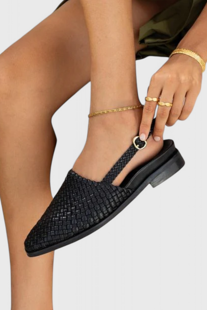 Isadora Pointed Toe Woven Slingback Sandals