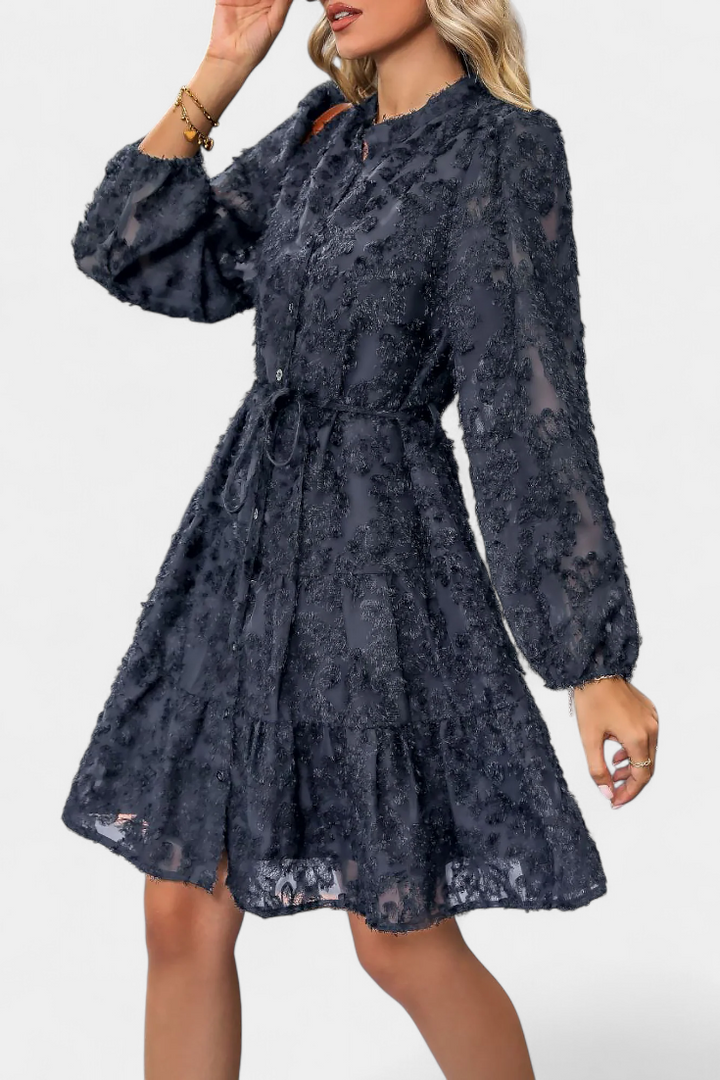 Soreia Textured Long Sleeve Robe with Contemporary Button Closure