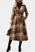 Mélissandre Long Plaid Double-Breasted Coat featuring Notched Collar