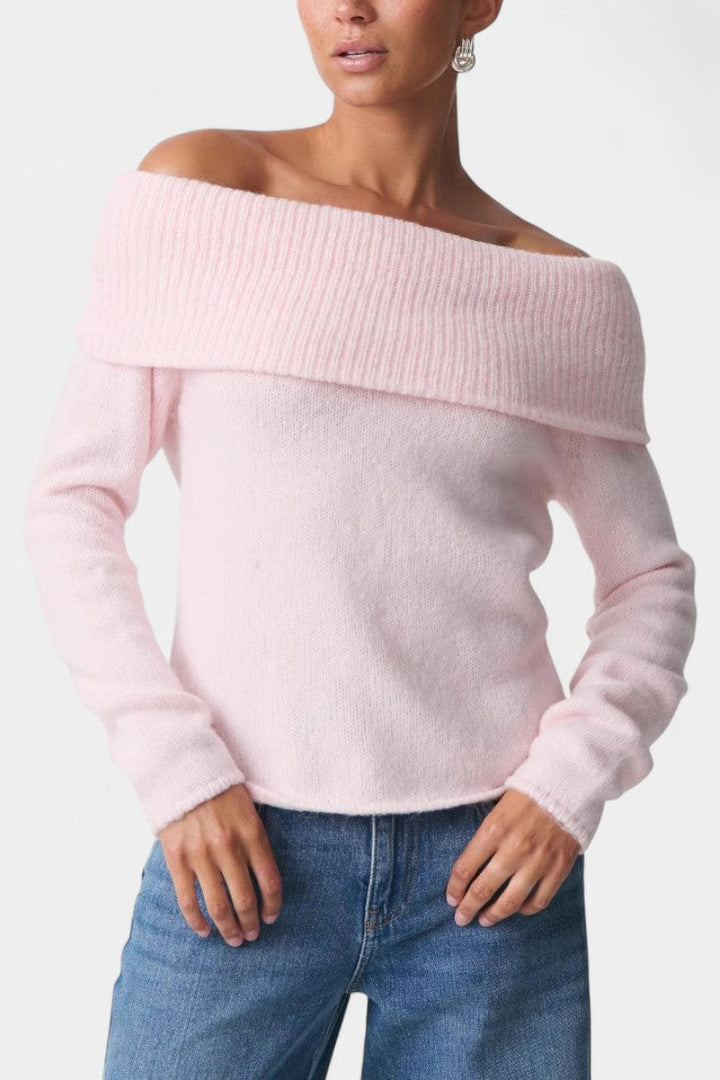 Ecru Off-the-Shoulder Estella Knit Sweater