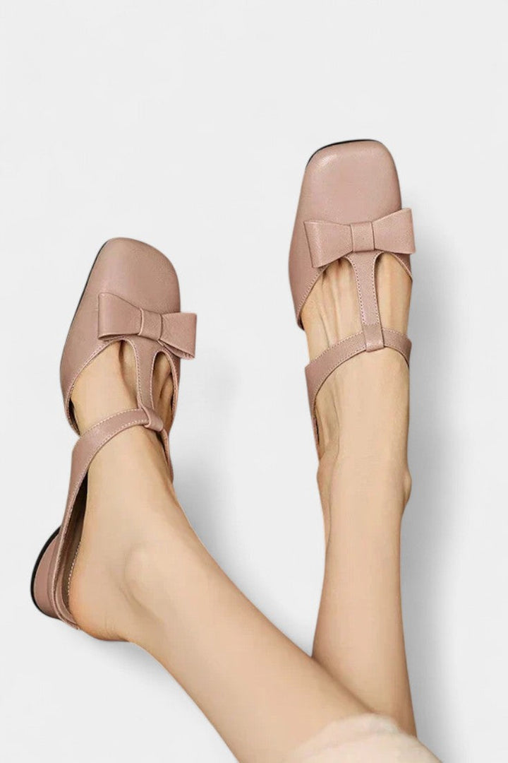 Lina Square Toe Mary Janes with Elegant Front Knot