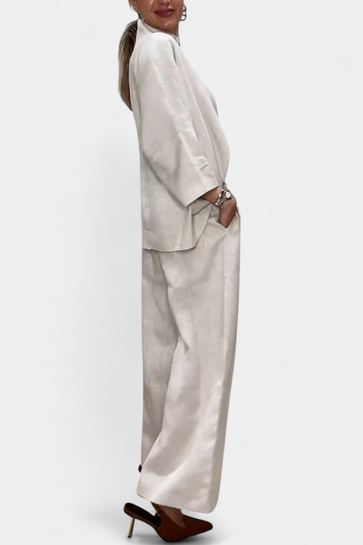 Ailany High Neck Structured Ensemble with Asymmetrical Waist Trousers