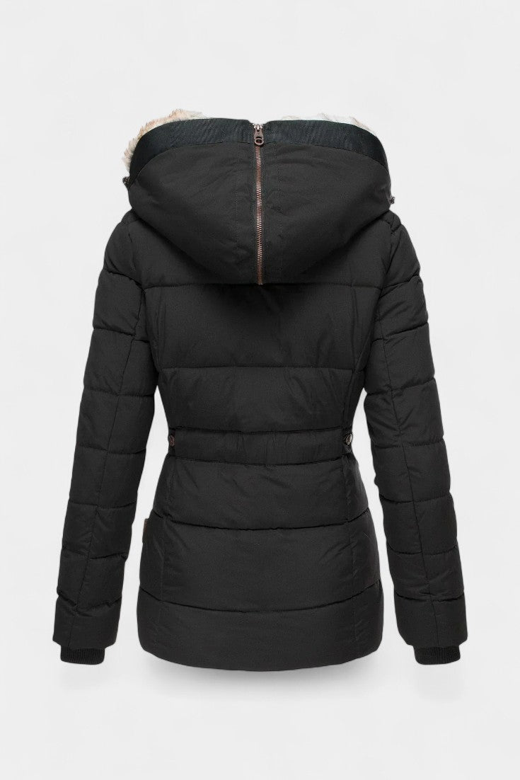 Laurène Hooded Insulated Winter Jacket with Faux Fur Trim