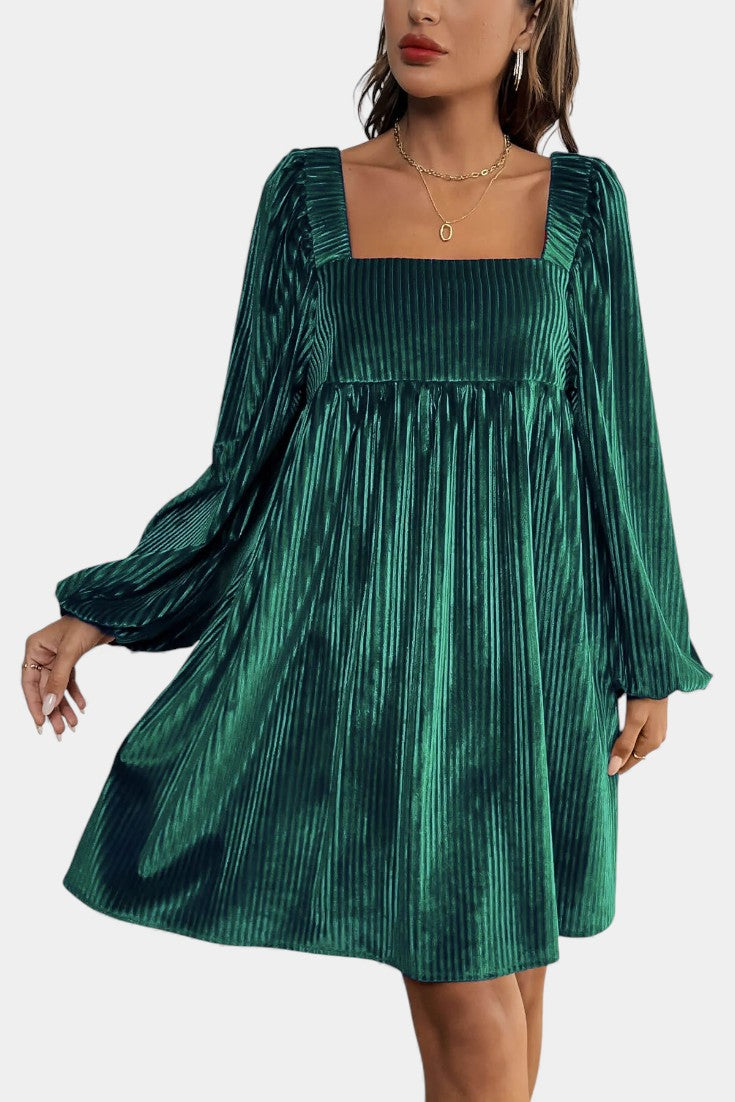 Pleated Velvet Midi Dress by Adrenia