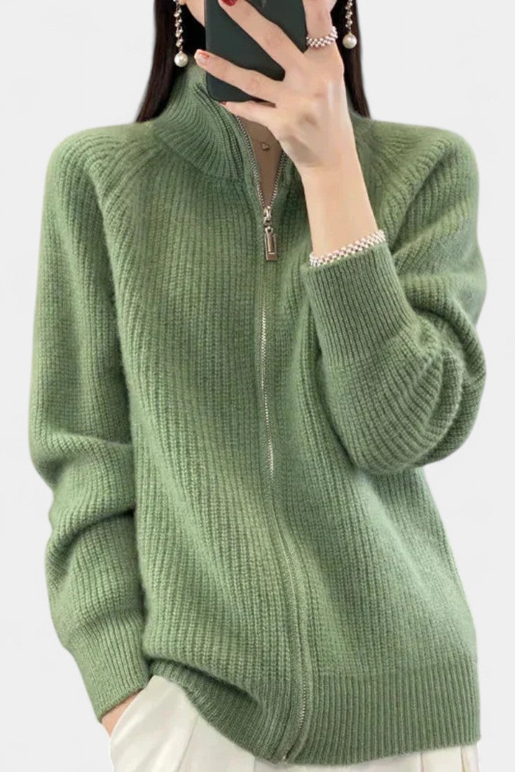 Structured Knit Chelsea Zip-Up Cardigan