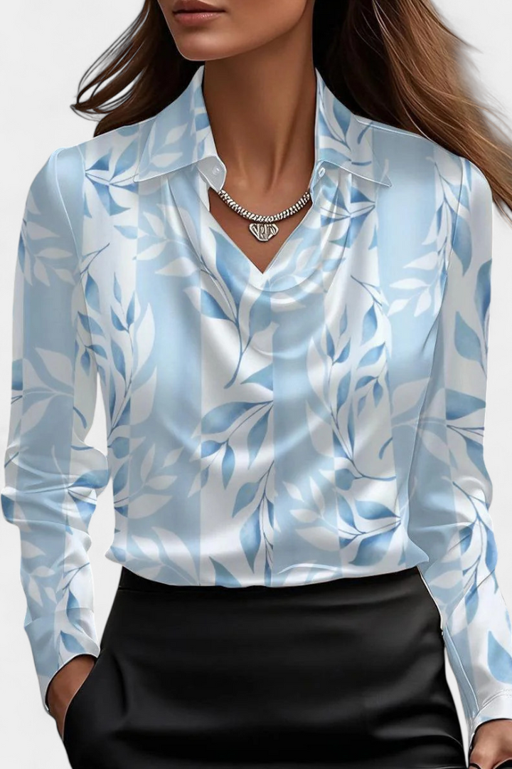 Cascade Neckline Satin Blouse by Dilnaz