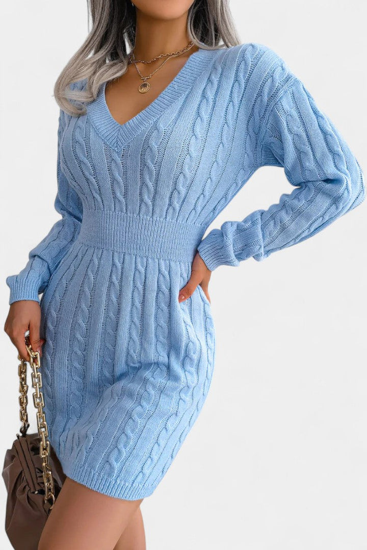 Cléora Long Sleeve Bodycon Mini Sweater Dress