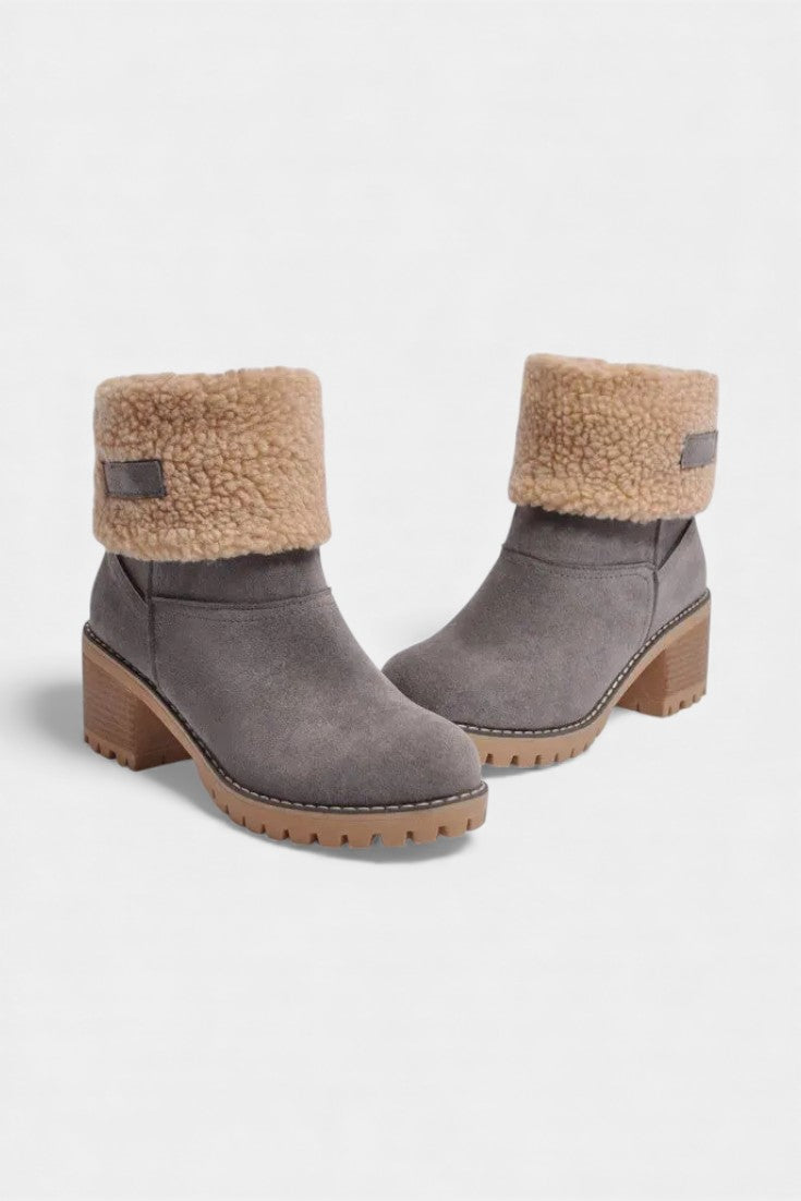 Luise Sienna Faux Fur Block Heel Ankle Boots