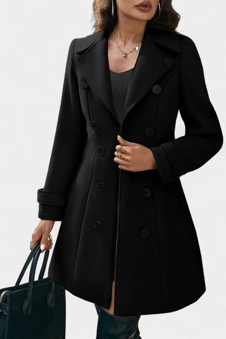 Maïlys Notched Collar Open Coat with Decorative Buttons