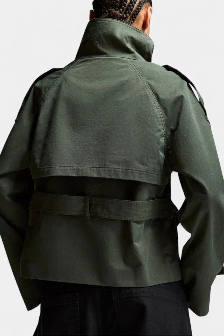 Roux High-Collar Trench Coat with Removable Belt