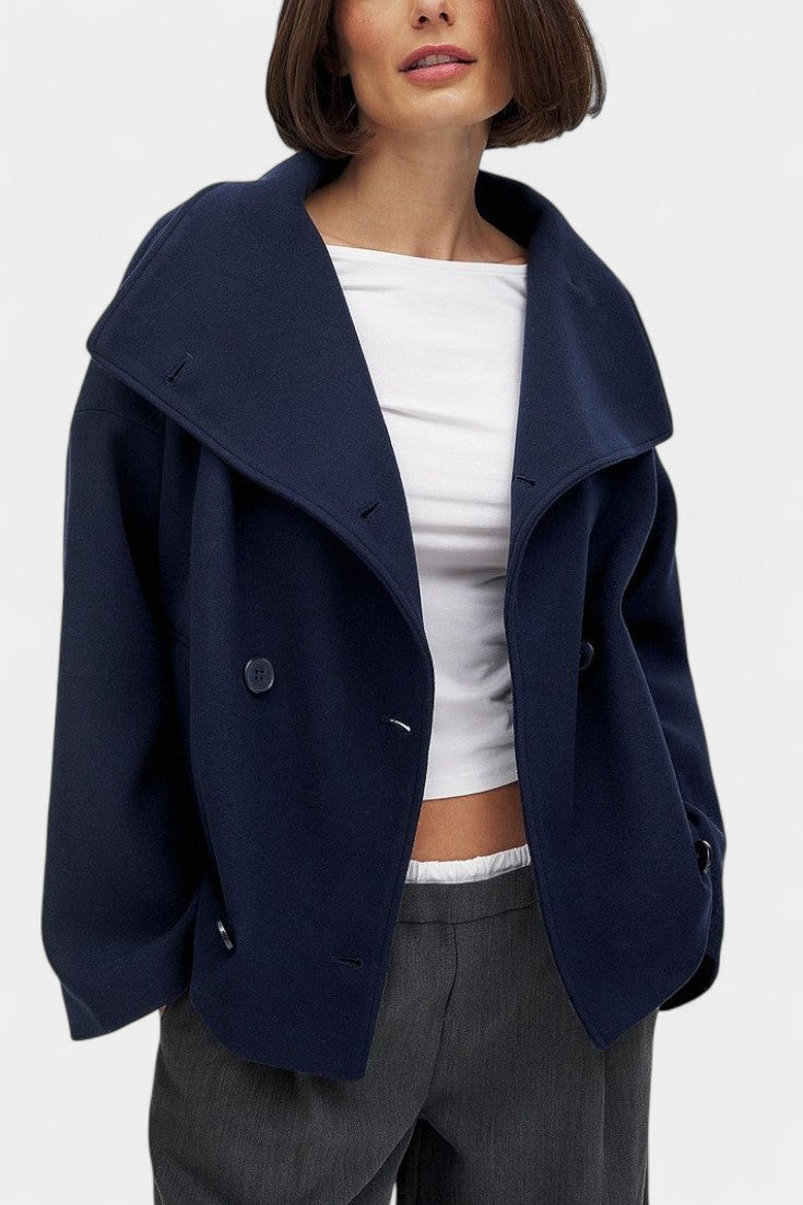 Verena Classic Collar Short Double-Breasted Coat