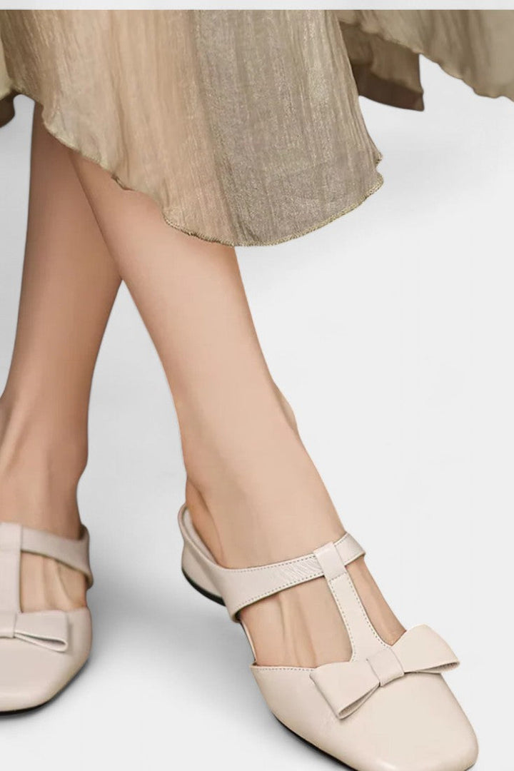 Lina Square Toe Mary Janes with Elegant Front Knot