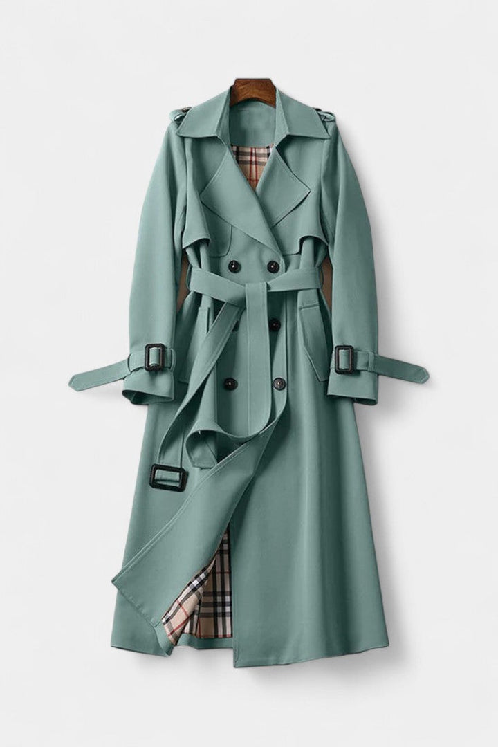 Double-Breasted Long Coat with Belt by Romane