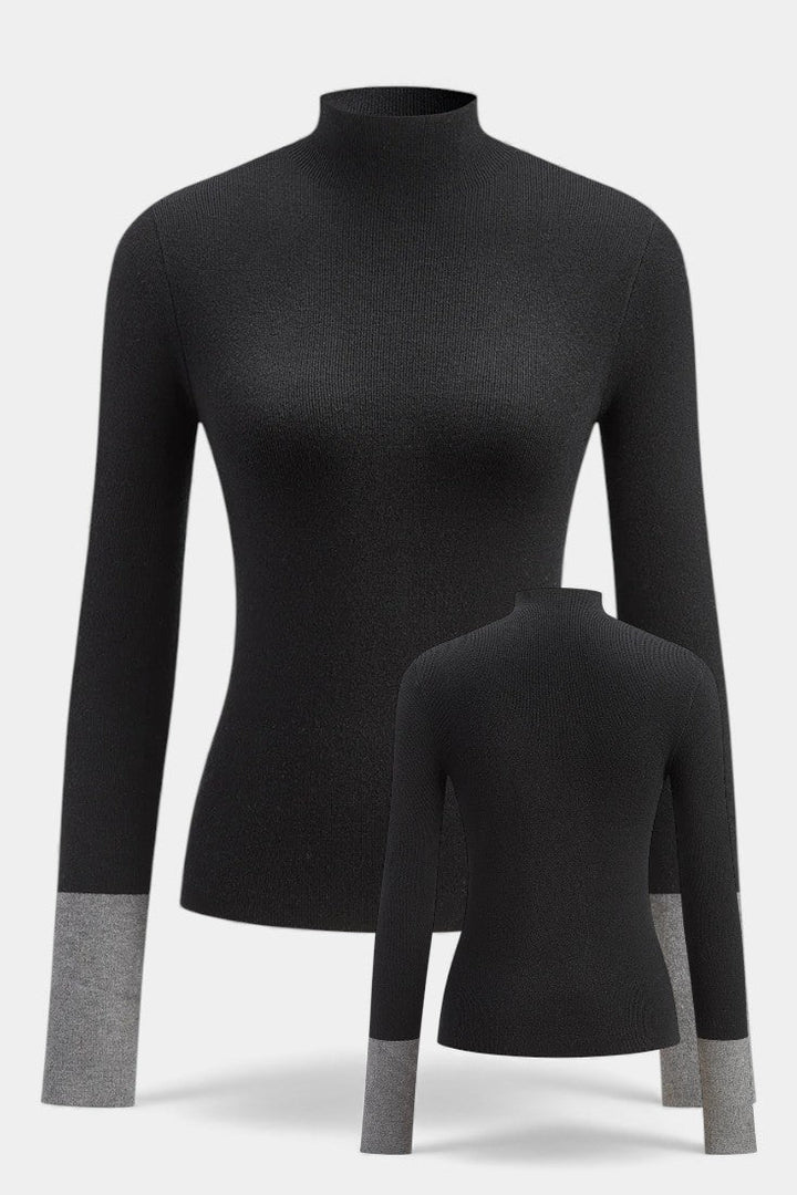 Maiwenn Long Sleeve Knit Top Featuring Contrasting Cuffs