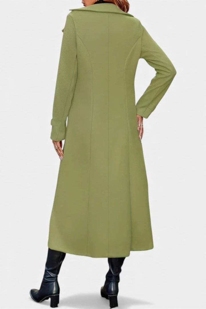 Naïssa Long Double-Breasted Coat with Notched Lapels