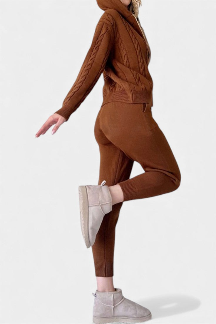 Perdita Cardigan & Twisted Jacquard Sweater Set - Casual Style