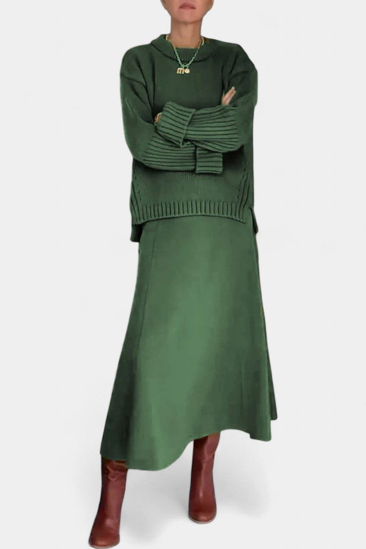 Patricia High Neck Sweater and Ribbed Maxi Skirt Set