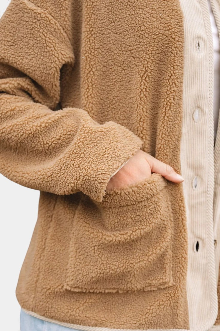 Faina Relaxed Fit Sherpa Button Jacket