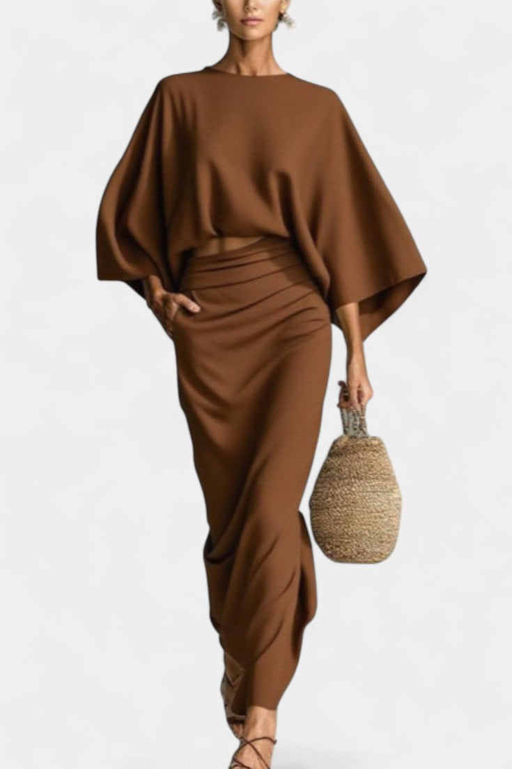 Marlon Long Sleeve Casual Ensemble with Flowing Maxi Skirt