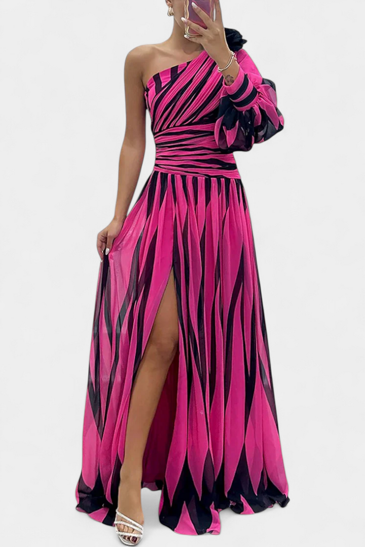 Bethania Striped Asymmetrical Maxi Robe
