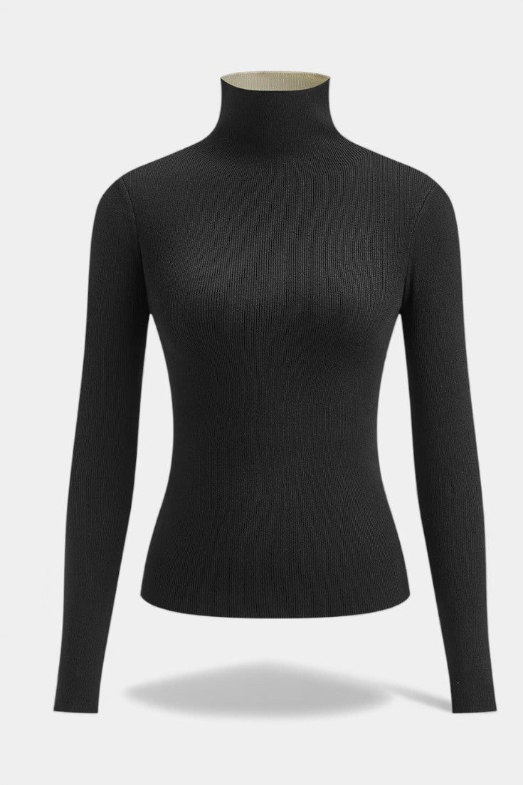 Lucasta Long Sleeve Reversible Two-Tone Knit Top