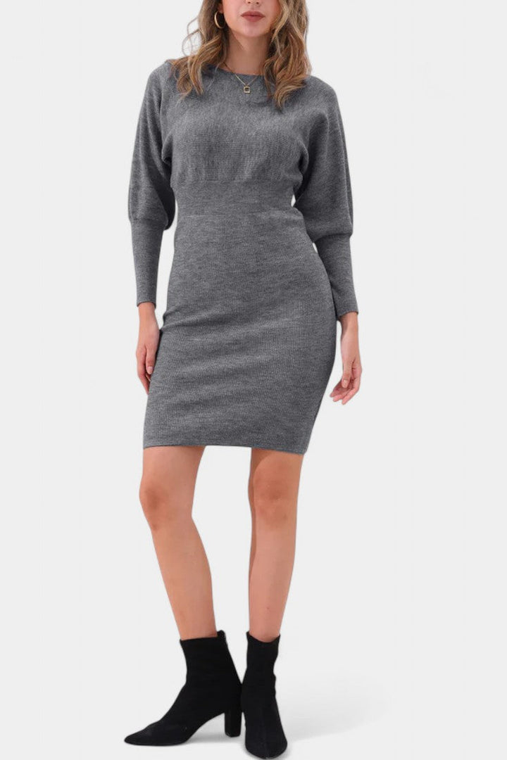 Abélise Long Sleeve Fitted Midi Knit Dress