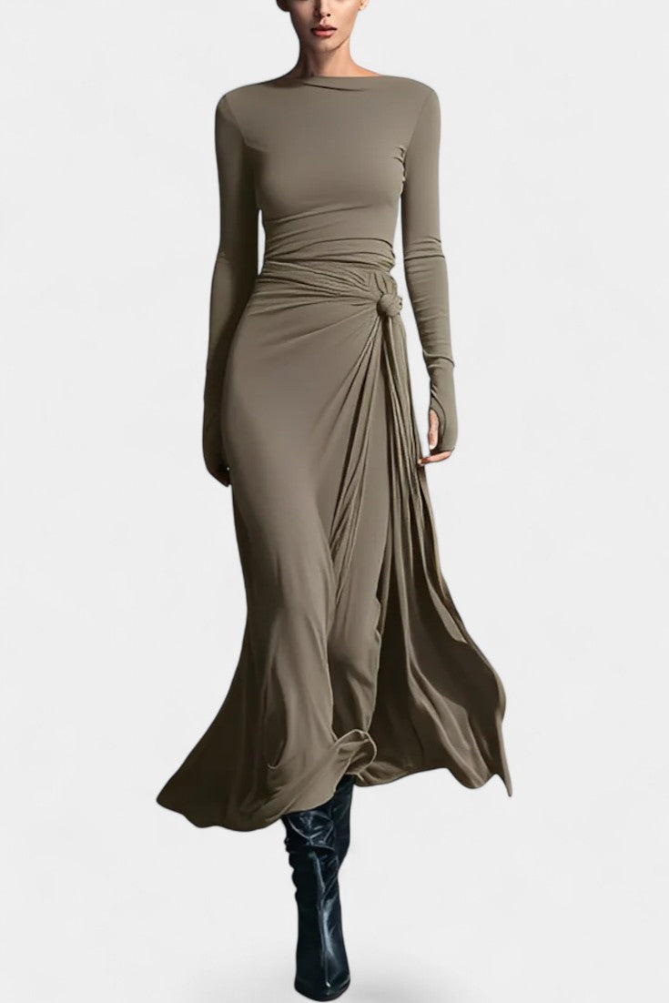 Gray Armelle Long Wrap Dress