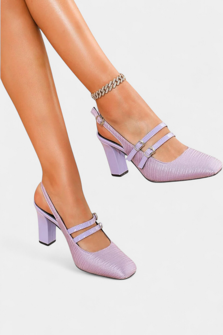 Orlanda Satin Heels with Delicate Straps and Ankle Fastening