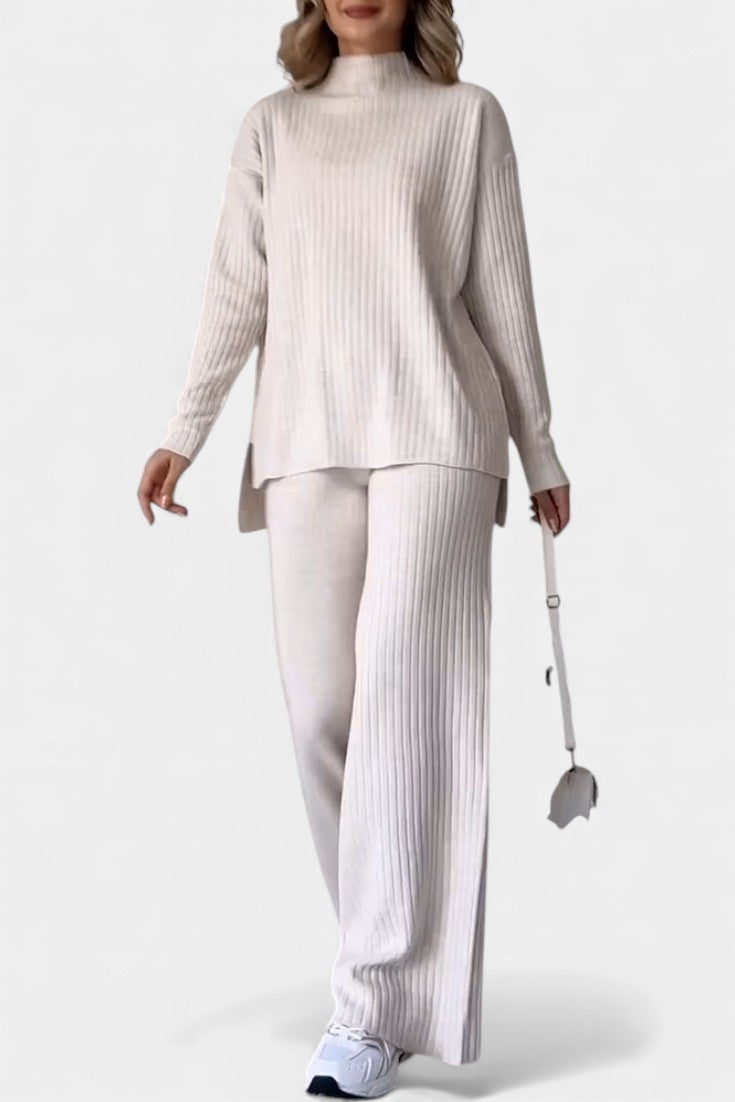 Florisse Stylish Casual Knit Set with Side Slit