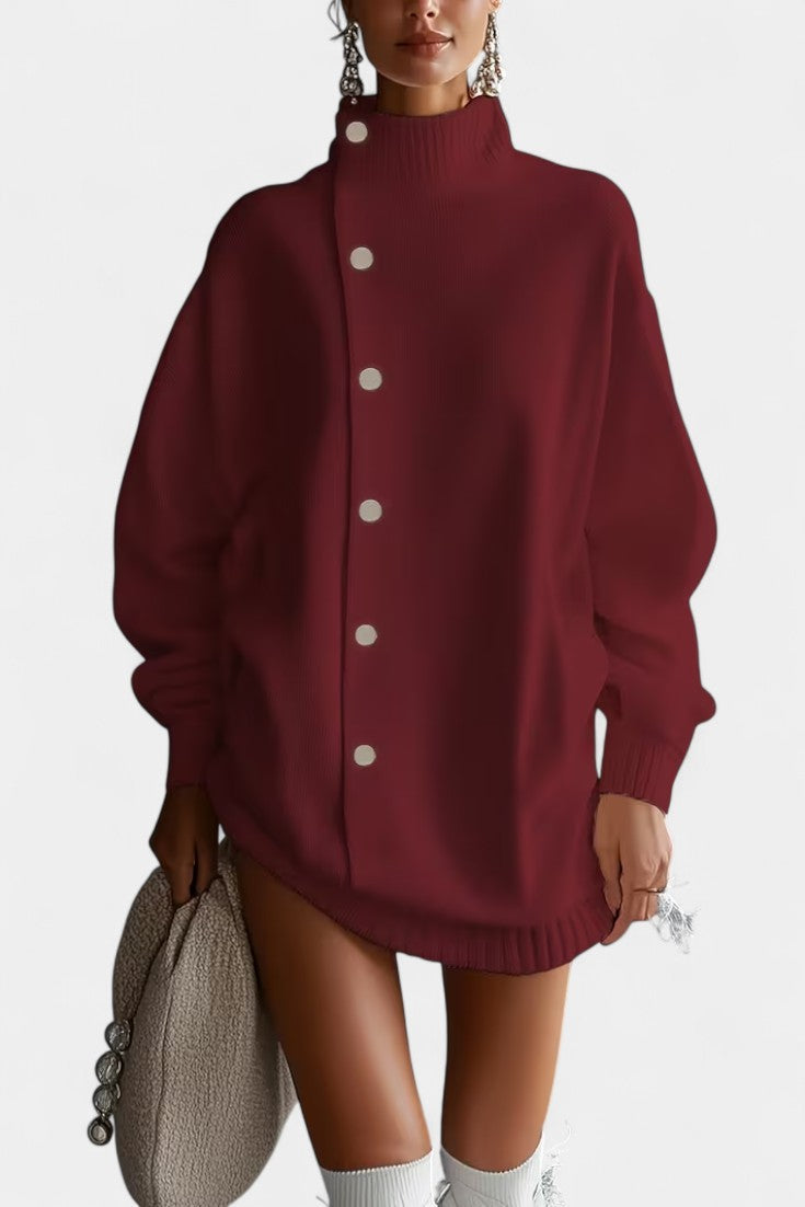 Pull Ample Uni à Col Montant Enriette