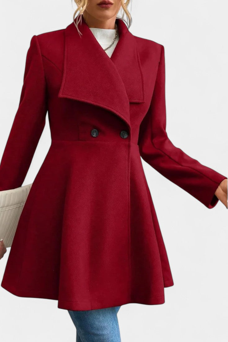 Floriane Double-Breasted Reversible Peplum Coat