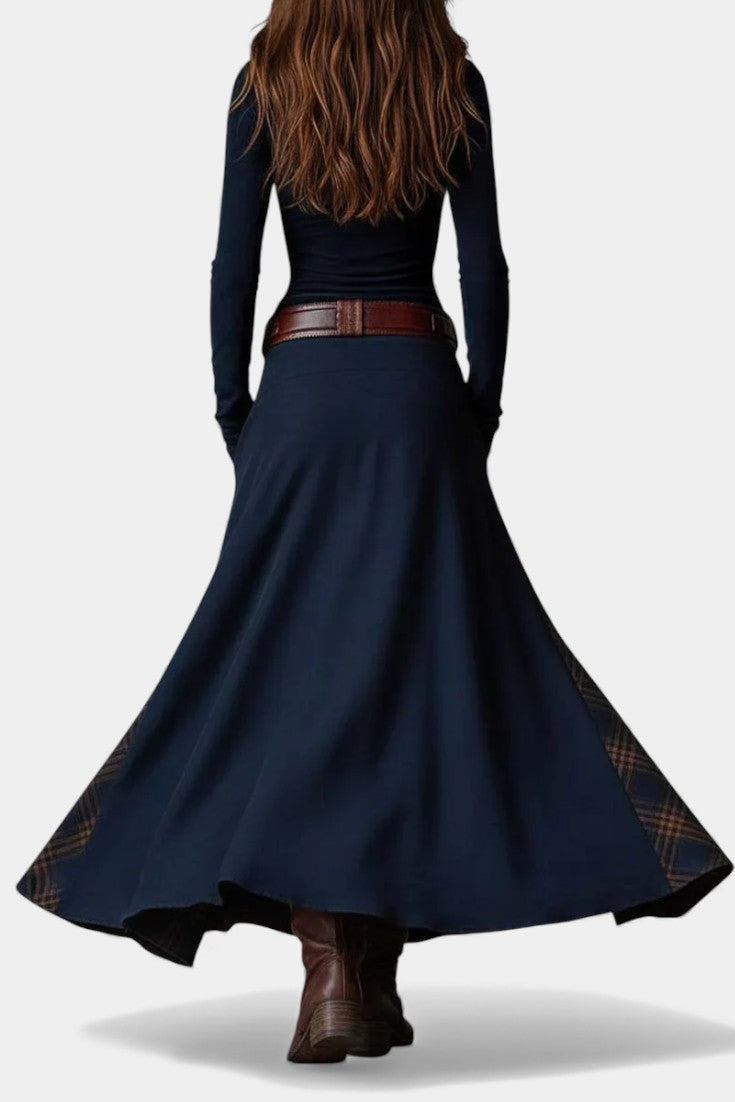 Chic Vintage Checkered Long Dress by Marlis