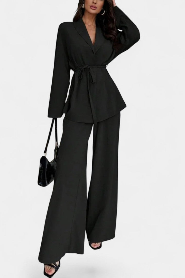 Amy V-Neck Blazer and Flared Pants Set