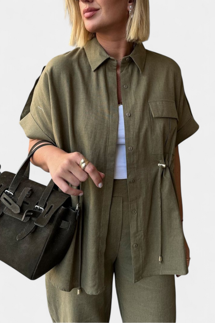 Lani Relaxed Fit Two-Piece Linen and Cotton Set