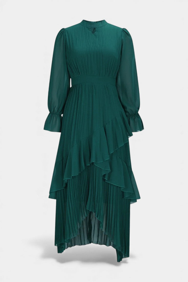 Graziella Chic Pleated Ruffle Dress