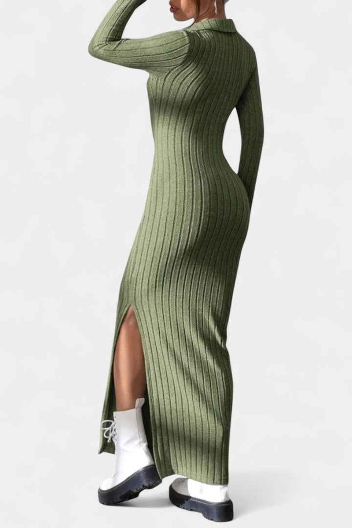 Elidia V-Neck Maxi Dress with a Tailored Fit