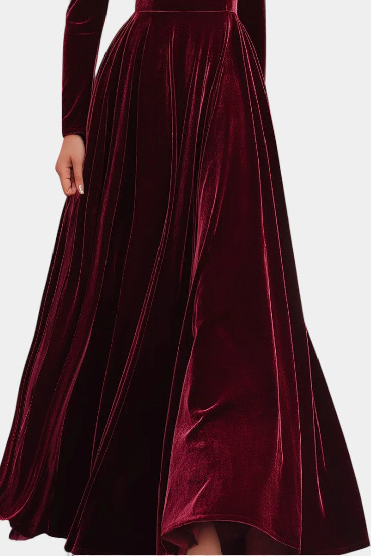 Orphise Long Sleeve Bordeaux Maxi Dress